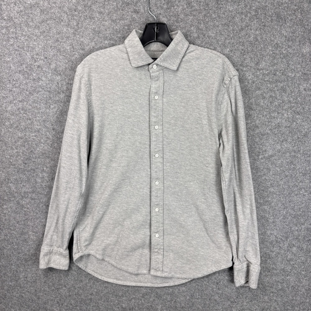 Polo Ralph Lauren Shirt Mens Medium Gray Pique Knit Long Sleeve Button Down M